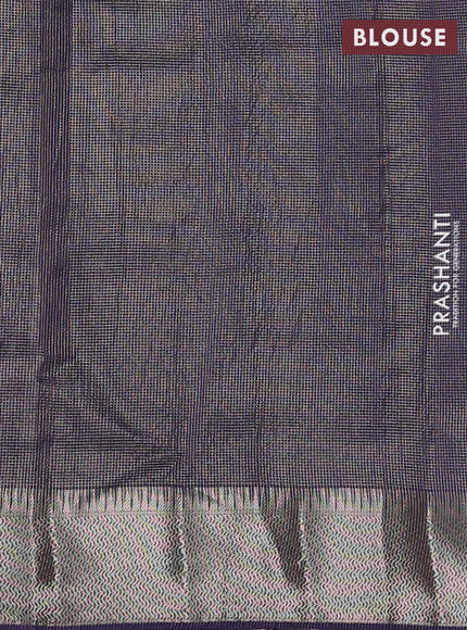 Banarasi silk cotton saree navy blue with half & half style and zari woven border
