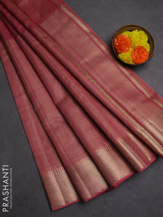 Banarasi silk cotton saree dark peach with half & half style and zari woven border