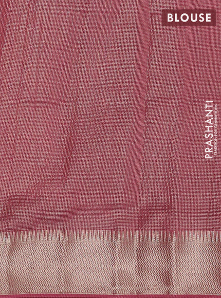 Banarasi silk cotton saree dark peach with half & half style and zari woven border