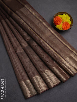 Banarasi silk cotton saree coffee brown with half & half style and zari woven border