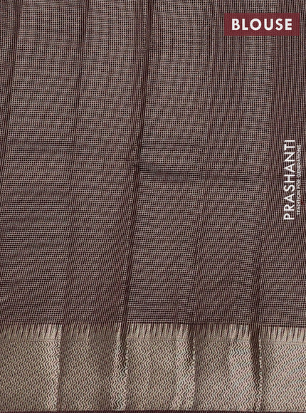 Banarasi silk cotton saree coffee brown with half & half style and zari woven border