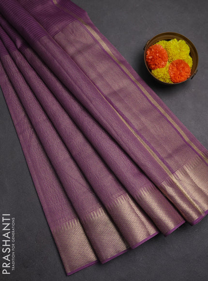 Banarasi silk cotton saree lavender with half & half style and zari woven border
