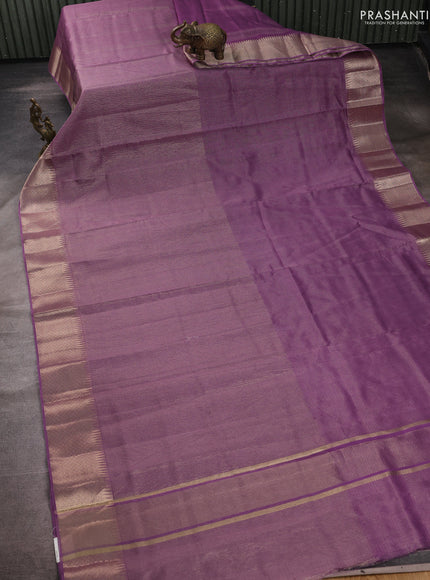 Banarasi silk cotton saree lavender with half & half style and zari woven border
