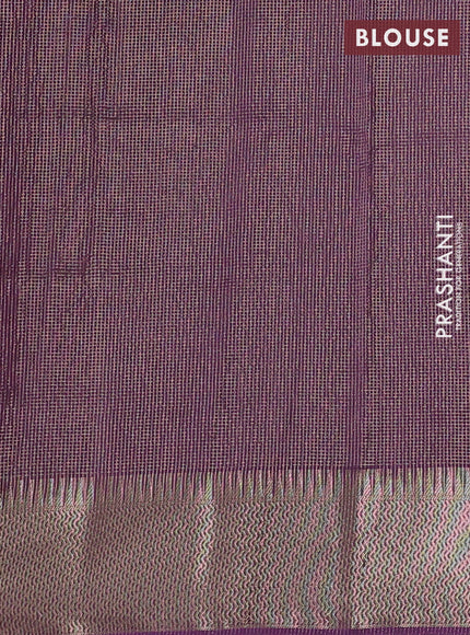 Banarasi silk cotton saree lavender with half & half style and zari woven border