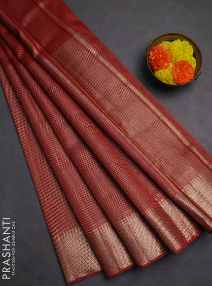 Banarasi silk cotton saree maroon with half & half style and zari woven border