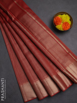 Banarasi silk cotton saree maroon with half & half style and zari woven border