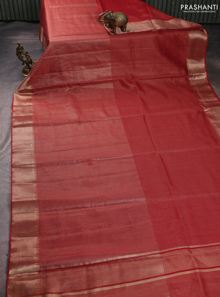 Banarasi silk cotton saree maroon with half & half style and zari woven border