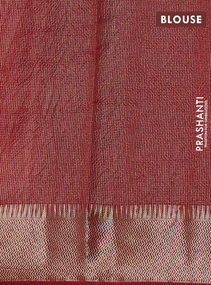 Banarasi silk cotton saree maroon with half & half style and zari woven border
