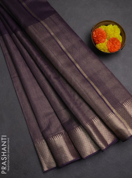 Banarasi silk cotton saree violet with half & half style and zari woven border