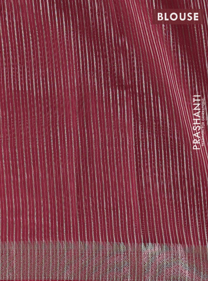 Banarasi silk cotton saree pink with allover zari stripe pattern and zari woven border