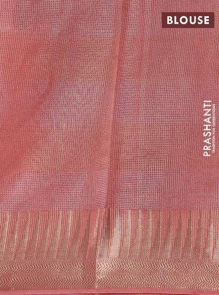 Banarasi silk cotton saree maroon and peach shade with allover zari stripe pattern and zari woven border