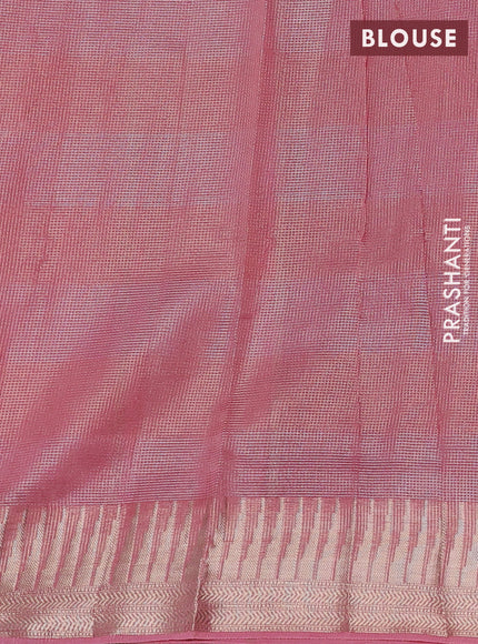 Banarasi silk cotton saree maroon and peach pink with allover zari stripe pattern and zari woven border