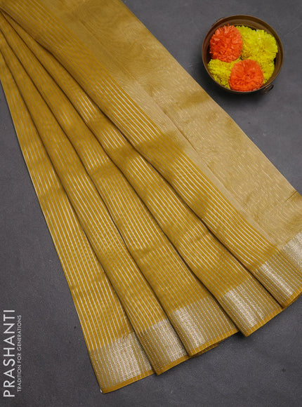 Banarasi silk cotton saree mustard yellow with allover zari checked pattern and zari woven border