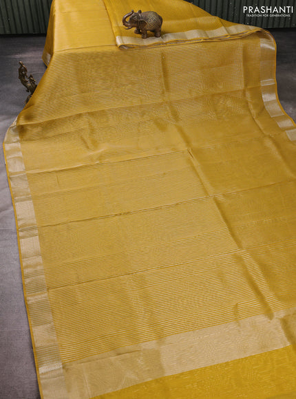Banarasi silk cotton saree mustard yellow with allover zari checked pattern and zari woven border