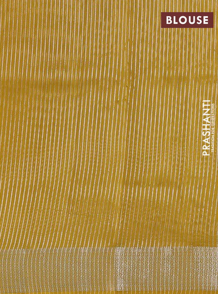Banarasi silk cotton saree mustard yellow with allover zari checked pattern and zari woven border