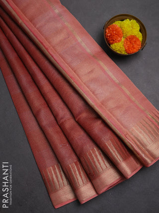 Banarasi silk cotton saree maroon and peach shade with allover zari checked pattern and zari woven border
