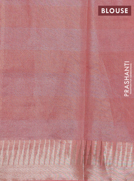 Banarasi silk cotton saree maroon and peach shade with allover zari checked pattern and zari woven border