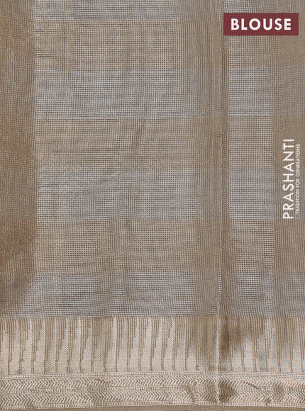 Banarasi silk cotton saree coffee brown and beige with allover zari checked pattern and zari woven border