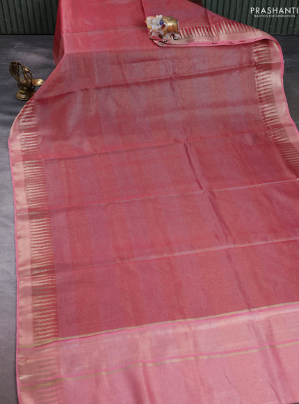Banarasi silk cotton saree maroon and peach pink with allover zari checked pattern and zari woven border