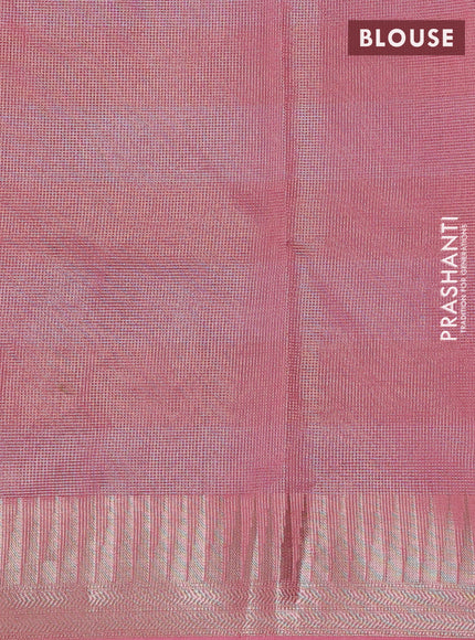 Banarasi silk cotton saree maroon and peach pink with allover zari checked pattern and zari woven border