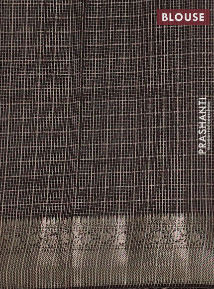 Banarasi silk cotton saree coffee brown with allover zari checked pattern and woven border