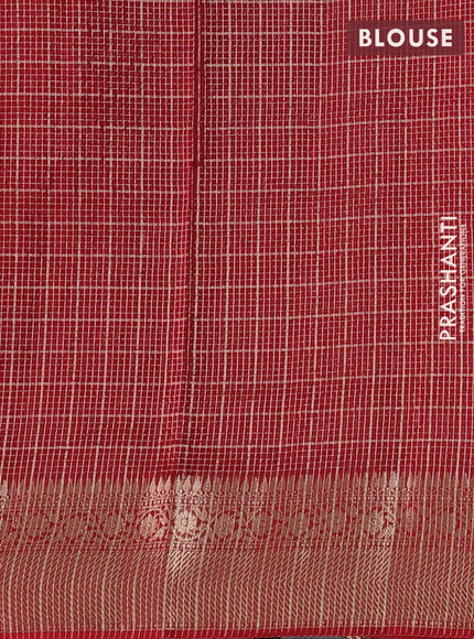 Banarasi silk cotton saree maroon with allover zari checked pattern and woven border