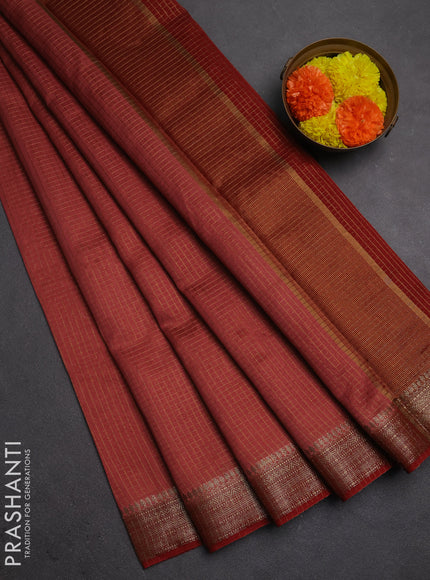 Banarasi silk cotton saree pastel maroon and maroon with allover zari checked pattern and woven border