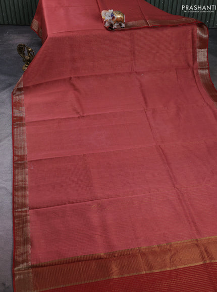 Banarasi silk cotton saree pastel maroon and maroon with allover zari checked pattern and woven border