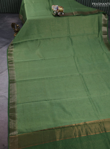 Banarasi silk cotton saree light green and green with allover zari checked pattern and woven border