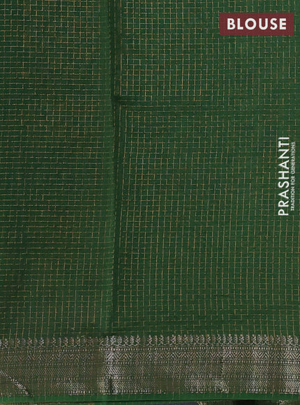 Banarasi silk cotton saree light green and green with allover zari checked pattern and woven border