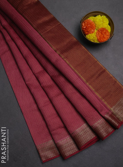 Banarasi silk cotton saree peach pink and pink with allover zari checked pattern and woven border