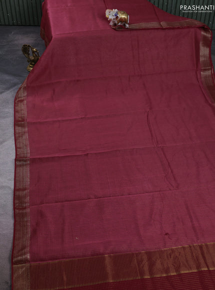 Banarasi silk cotton saree peach pink and pink with allover zari checked pattern and woven border