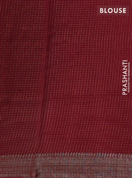 Banarasi silk cotton saree peach pink and pink with allover zari checked pattern and woven border