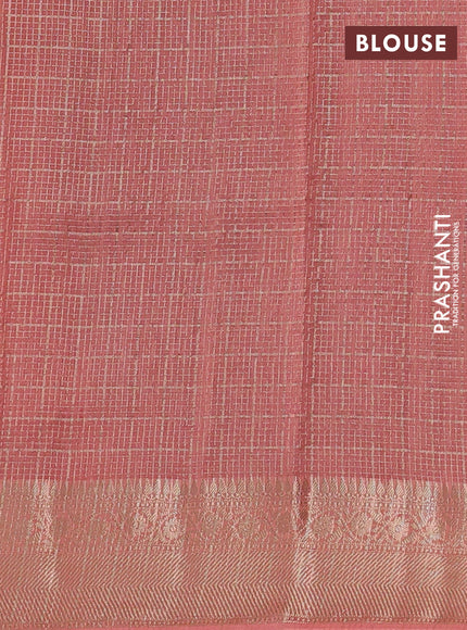 Banarasi silk cotton saree maroon and peach shade with allover zari checked pattern and zari woven border