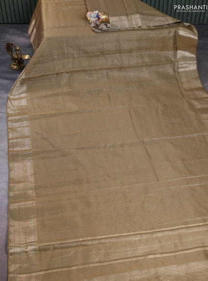 Banarasi silk cotton saree mehendi green with allover small zari woven border and zari woven border