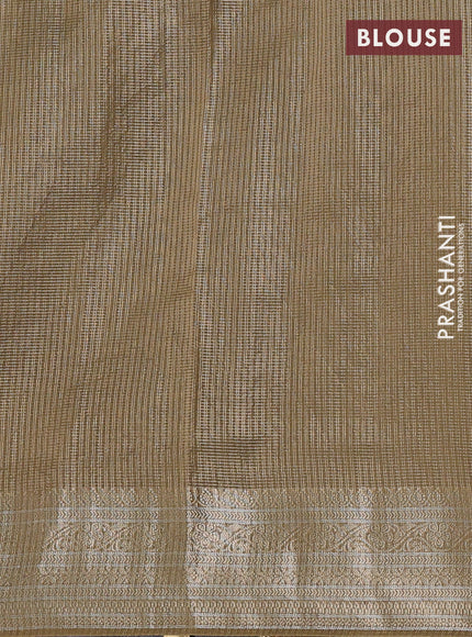 Banarasi silk cotton saree mehendi green with allover small zari woven border and zari woven border