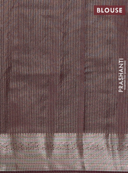 Banarasi silk cotton saree coffee brown with allover small zari woven border and zari woven border