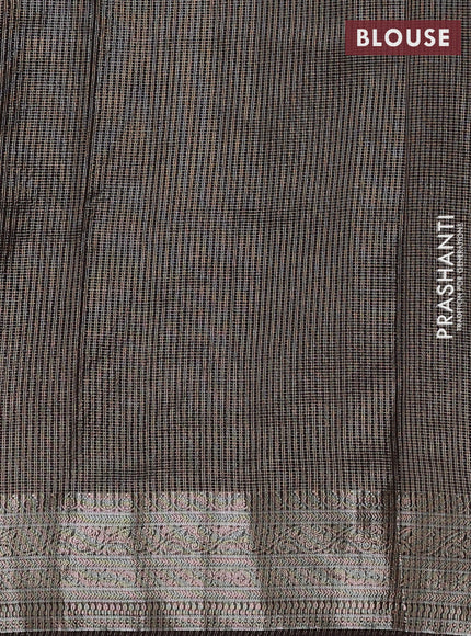 Banarasi silk cotton saree coffee brown with allover small zari woven border and zari woven border