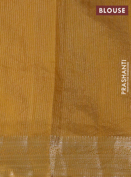 Banarasi silk cotton saree mustard yellow with allover small zari woven border and zari woven border