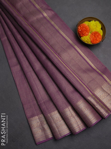Banarasi silk cotton saree purple with allover small zari woven border and zari woven border