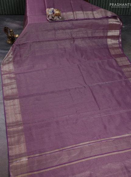 Banarasi silk cotton saree purple with allover small zari woven border and zari woven border