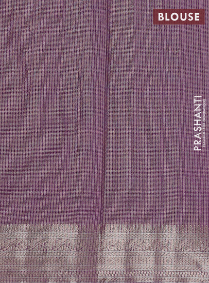 Banarasi silk cotton saree purple with allover small zari woven border and zari woven border