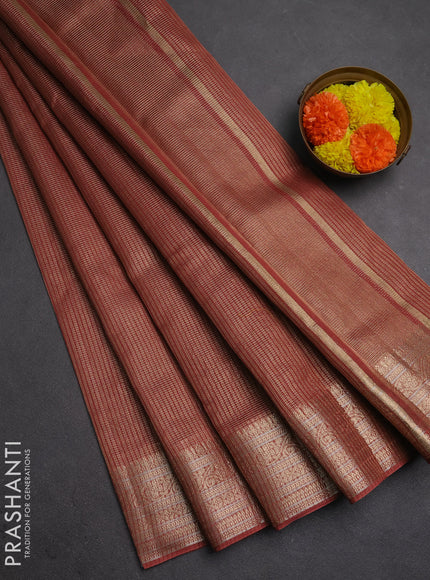 Banarasi silk cotton saree rust shade with allover small zari woven border and zari woven border