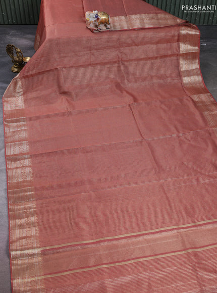 Banarasi silk cotton saree rust shade with allover small zari woven border and zari woven border