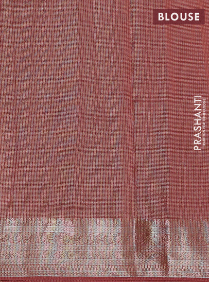 Banarasi silk cotton saree rust shade with allover small zari woven border and zari woven border