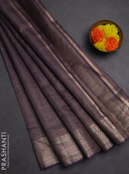 Banarasi silk cotton saree violet with allover small zari woven border and zari woven border
