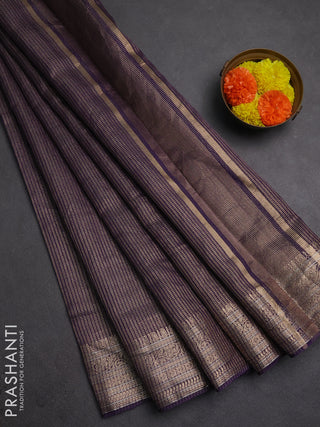Banarasi silk cotton saree violet with allover small zari woven border and zari woven border