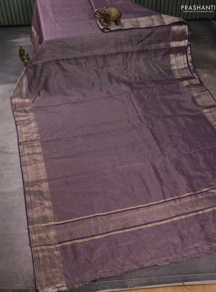 Banarasi silk cotton saree violet with allover small zari woven border and zari woven border