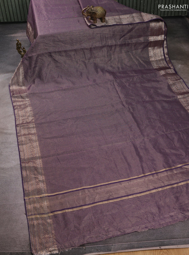 Banarasi silk cotton saree violet with allover small zari woven border and zari woven border