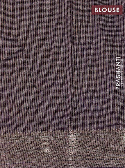 Banarasi silk cotton saree violet with allover small zari woven border and zari woven border